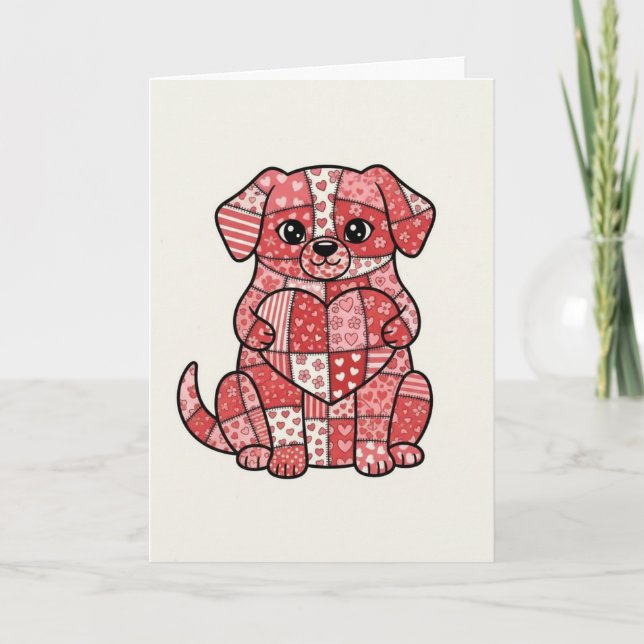 Söt lapphund med hjärta illustration  kort (Framsida)