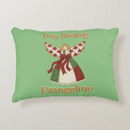 Söt lapptäcke-ängel – Personlig baby Prydnadskudde