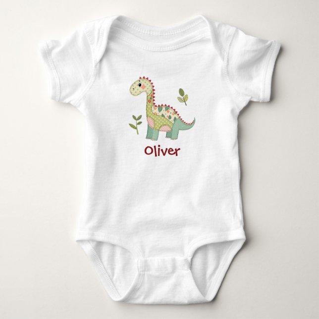 Söt lapptäcke-dinosaurie t shirt (Framsida)