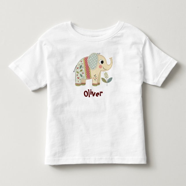 Söt lapptäcke elefant t shirt (Framsida)