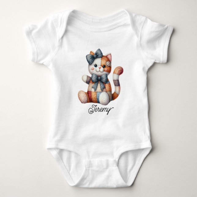 Söt lapptäcke leende katt t shirt (Framsida)