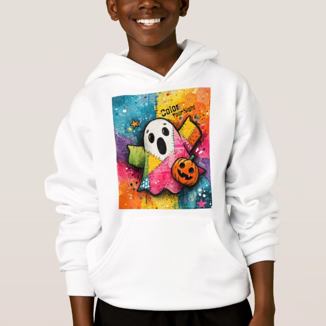 Söt lapptäcke spökfärgad stänkkonst t shirt (Framsida)