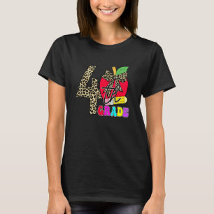 Söt lärare i 4:e klass elever leopard äpple rygg t shirt