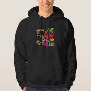 Söt lärare i 5:e klass elever leopard äpple rygg hoodie