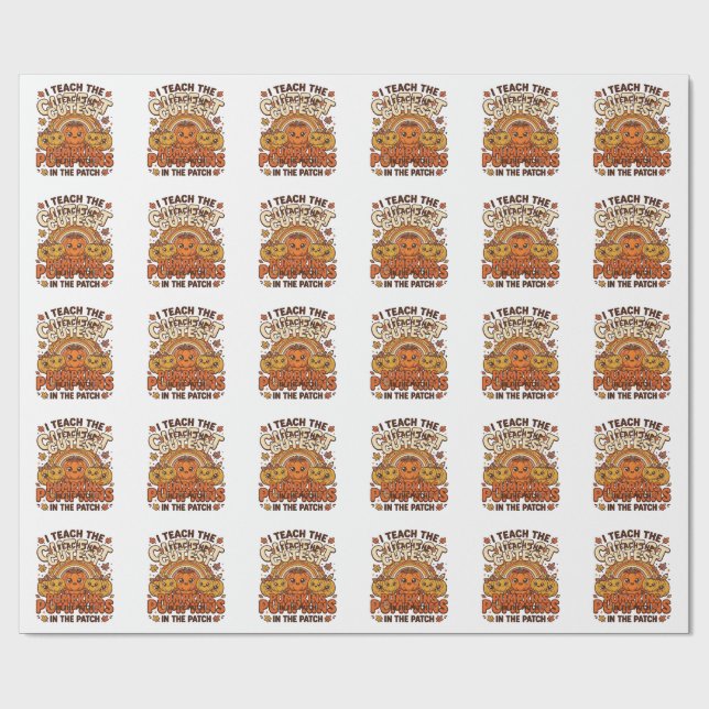 Söt lärare Pumpa Höst Klassrum Vektor Design_ Presentpapper (Platt)