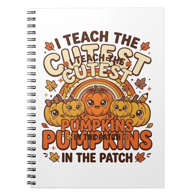 Söt lärare Pumpkin Fall klassrumsvektordesign_ Anteckningsbok (Framsidan)