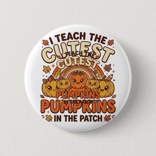 Söt lärare Pumpkin Fall klassrumsvektordesign_ Knapp (Framsida)