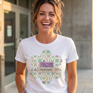 Söt lärare skola matematik mönster t shirt