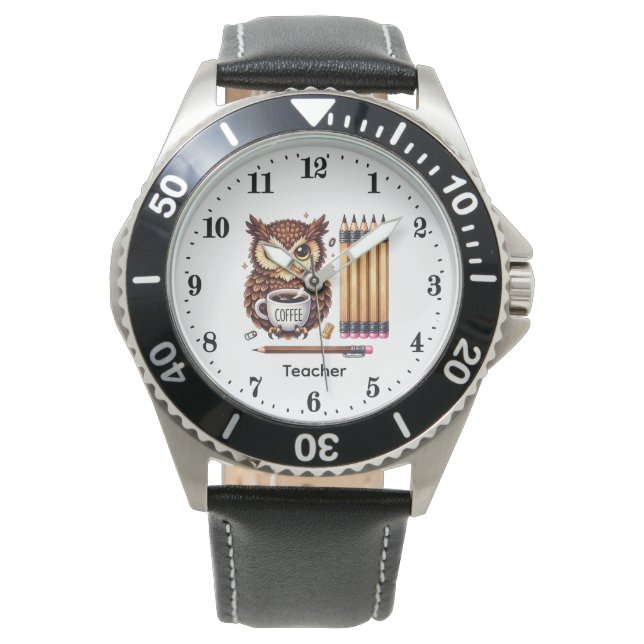 Söt lärare uggla anpassningsbar  armbandsur (Framsida)