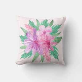 Söt Large Rosa Blommigt Greenery Pastel Girly Kudde