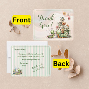 Söt Larv Baby Shower Tack Kort