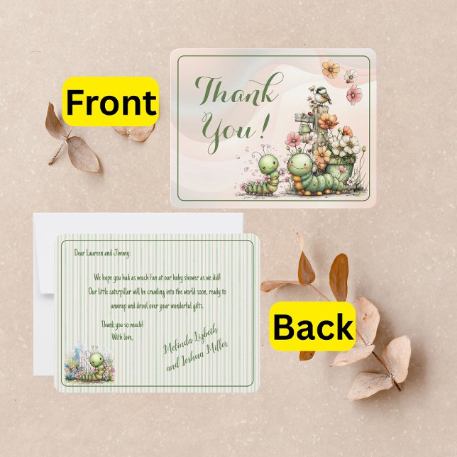 Söt Larv Baby Shower  Tack Kort (Skapare uppladdad)