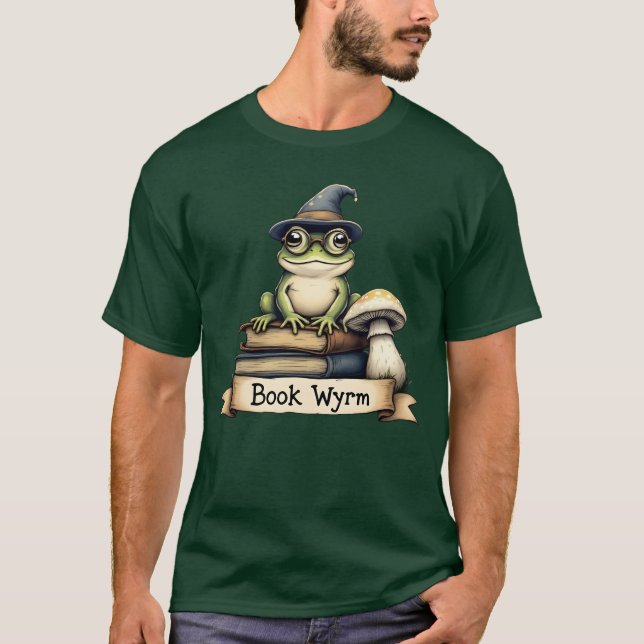 Söt Läsande Groda Fantasy Design T-Shirt (Framsida)