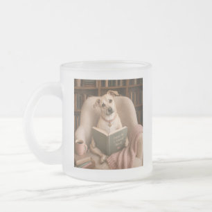 Söt Läsande Hund Vattenfärg Bibliotek Illustration Frostad Glasmugg