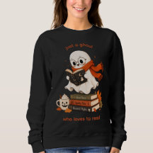 Söt läsande spök mysig chokladbrun sweatshirt