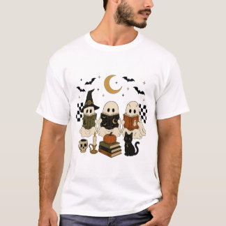 Söt Läsande Spöken Bokklubb Kuslig Halloween T Shirt