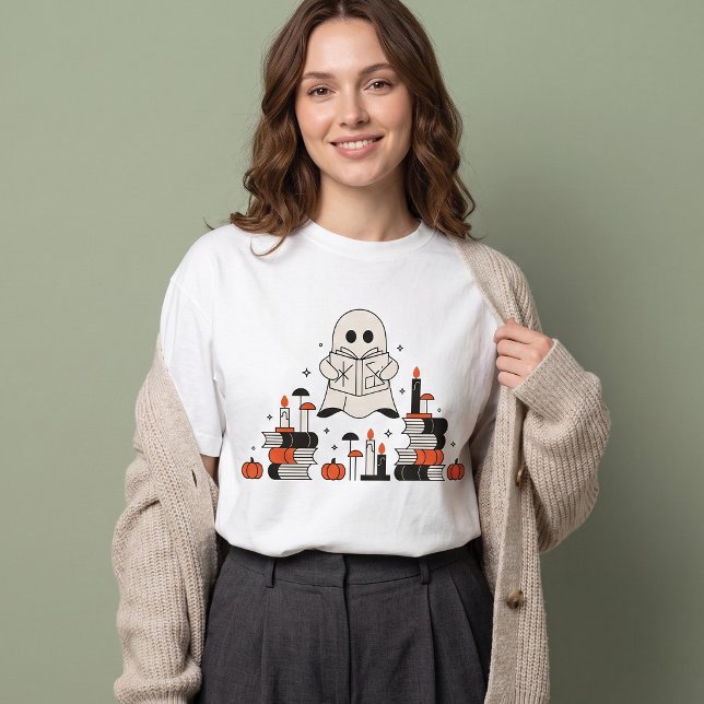 Söt läsande spökhalloween t shirt (Skapare uppladdad)