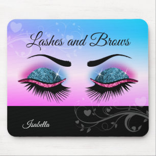 Söt Lash - Rosa och Blå Glitter Musmatta
