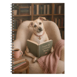 Söt läshund akvarell bibliotek illustration anteckningsbok