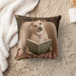 Söt läshund akvarell bibliotek illustration kudde