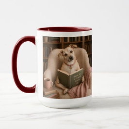Söt läshund akvarell bibliotek illustration mugg