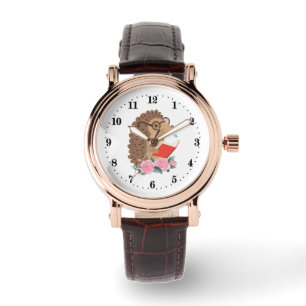 Söt läsning av älskare hedgehog armbandsur