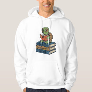 Söt Läsning Sköldpadda på Böcker Vintage Vektor_1 Hoodie