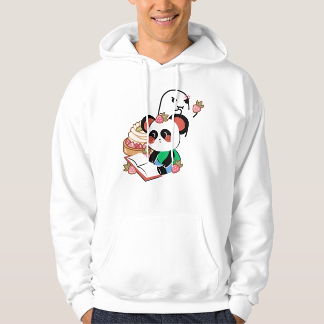 Söt läspanda & Ilsken spökstrawberrytårta Hoodie (Framsida)