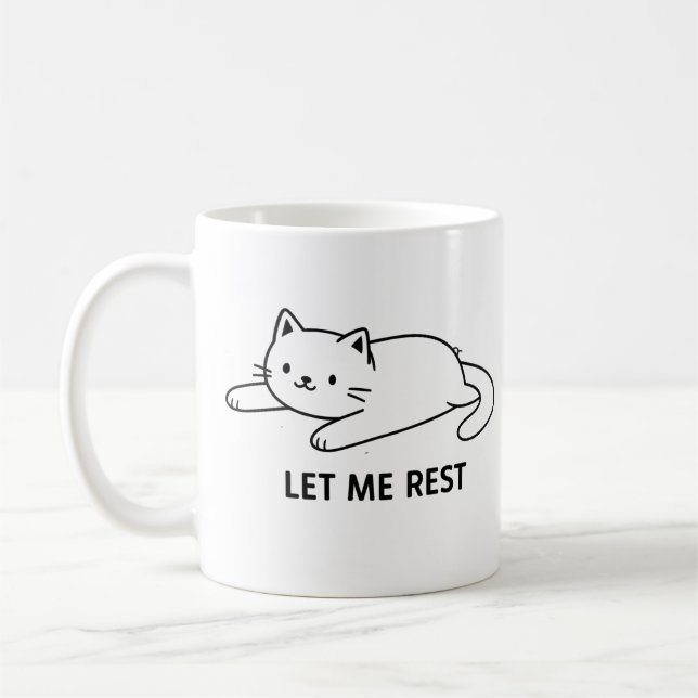 Söt Lat Cat “Låt Mig Vila” Mugg (Vänster)