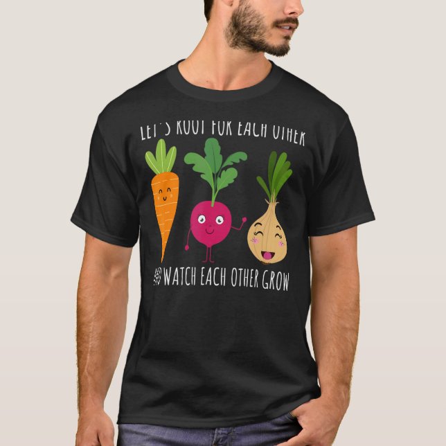 Söt Låt Oss Stötta Varandra Grönsaksträdgård T Shirt (Framsida)