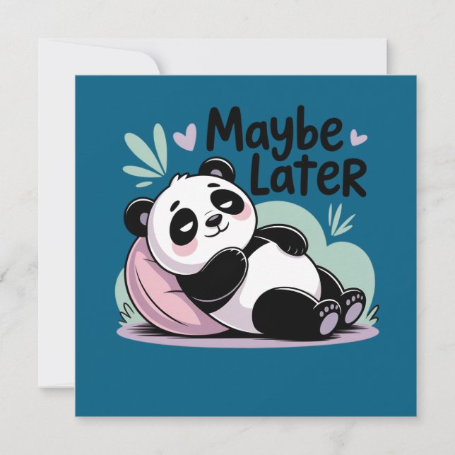 Söt Lat Panda – “Kanske Senare” Avslappnad Panda Inbjudningar (Framsida)