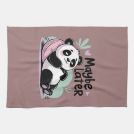 Söt Lat Panda – “Kanske Senare” Avslappnad Panda Kökshandduk