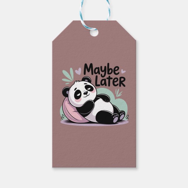 Söt Lat Panda – “Kanske Senare” Avslappnad Panda Presentetikett (Framsidan)