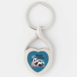 Söt Lat Panda – “Kanske Senare” Avslappnad Panda Twisted Heart Silverfärgad Nyckelring