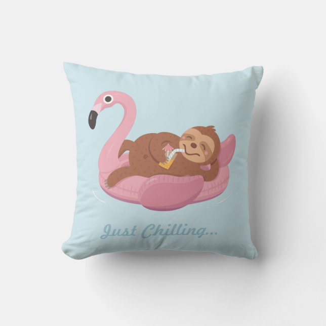 Söt Lat Sjusovare Rosa Flamingo Flotte Sommar Kudd Kudde (Framsida)