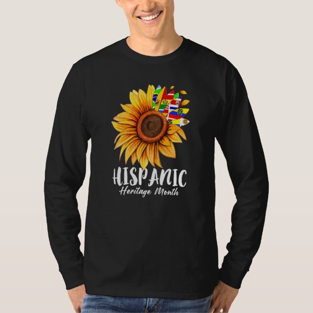 Söt Latinx-länders flagga Solros Hispanic Heri T Shirt (Framsida)