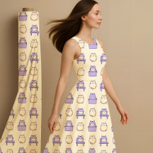 Söt Lavendel Knubbig Katt Pastell Sötnos Tyg Mönst