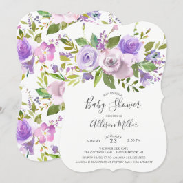 Söt Lavender Blommigt Baby Shower-inbjudan Inbjudningar