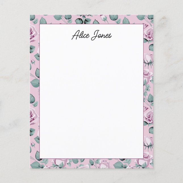 Söt Lavender Blommigt Script Stationery Papper (Framsida)