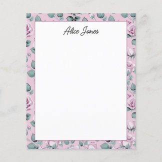 Söt Lavender Blommigt Script Stationery Papper