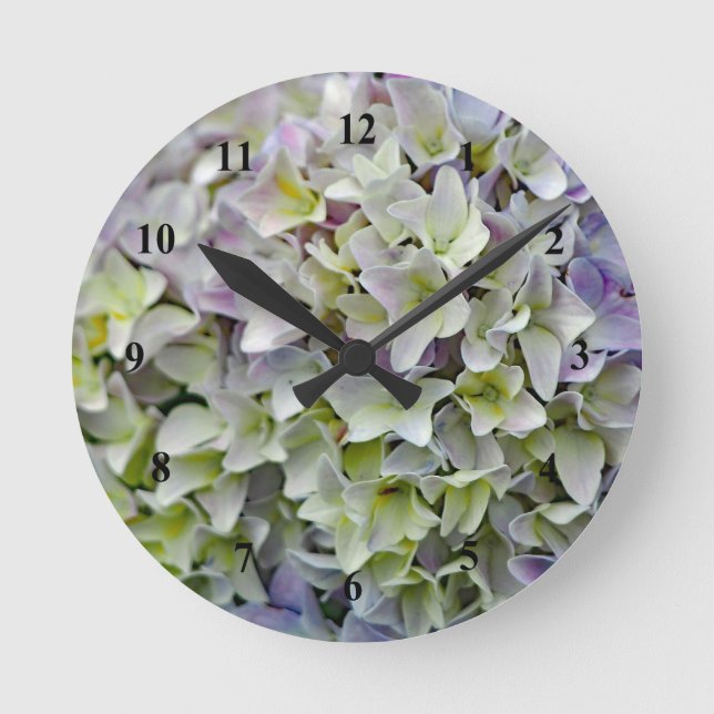 Söt Lavender Hydrangea Flowers Photo Rund Klocka (Framsida)