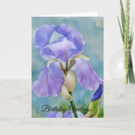 Söt Lavender Iris Flower Art Birthday Card Kort