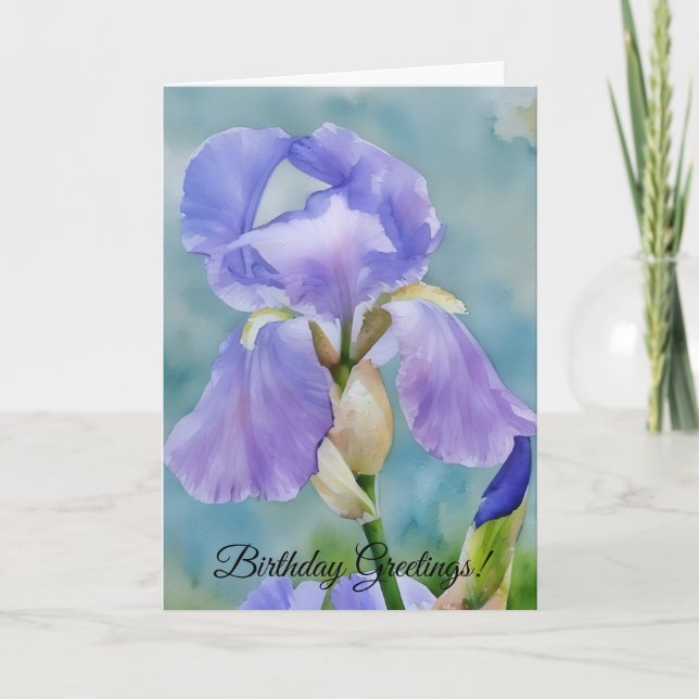 Söt Lavender Iris Flower Art Birthday Card Kort (Framsida)