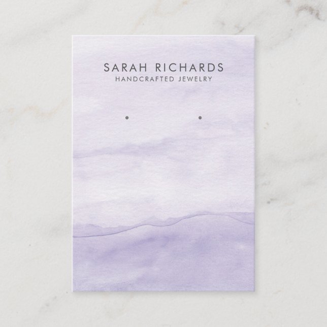 Söt Lavender Lila Watercolor Earring Visning Visitkort (Framsida)