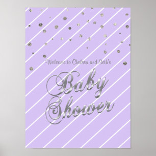 Söt Lavender och Silver Baby Shower Poster