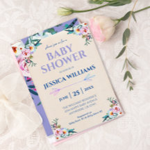Söt Lavender Pastel Boho Blommigt Baby Shower