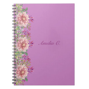 Söt Lavender & Rosa Pastel Watercolor Blommigt Anteckningsbok