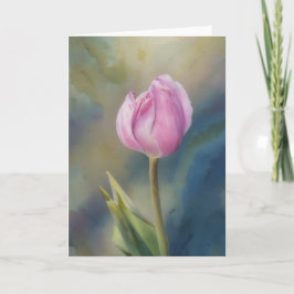 Söt Lavender Rosa Tulip Flower Art Note Card Kort