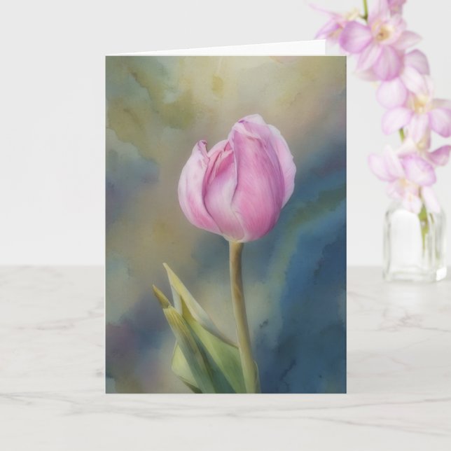 Söt Lavender Rosa Tulip Flower Art Note Card Kort (Orkide)
