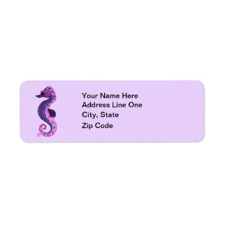 Söt Lavender Zen Tangle Seahorse Ocean Art Returadress Etikett